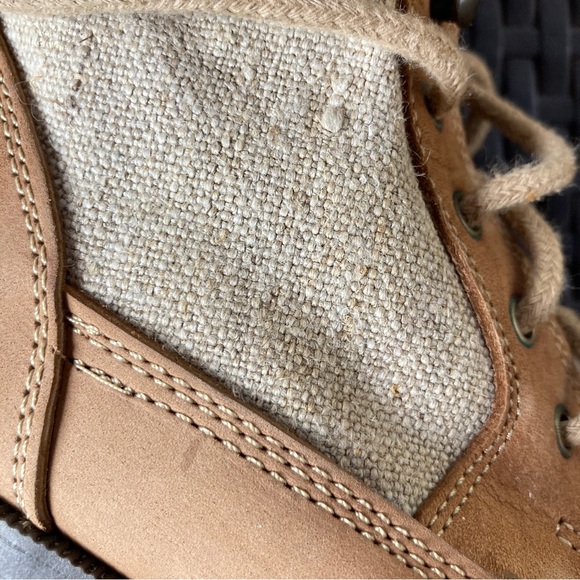 Trader Bay High Tan ankle boot leather fabric lace up buckle chunky heel flat - Picture 13 of 14